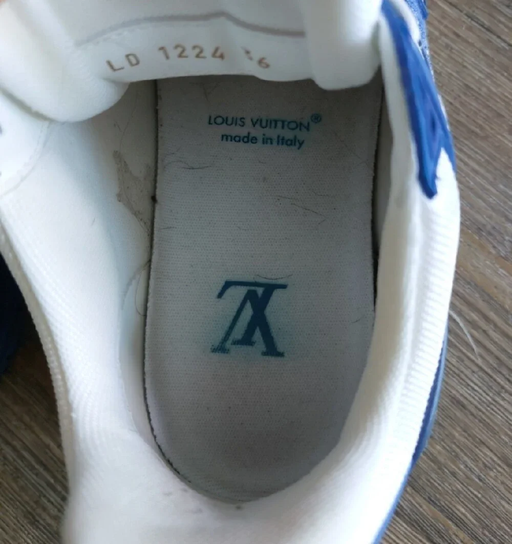 Louis Vuitton Women White and Blue Denim-Accent Low-Top Sneakers